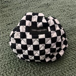 Bloomingdale's Black & White Checker Quilted reversible make up bag
